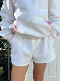 Pearl Grey Gemma Patchwork Quilted Jogger Shorts