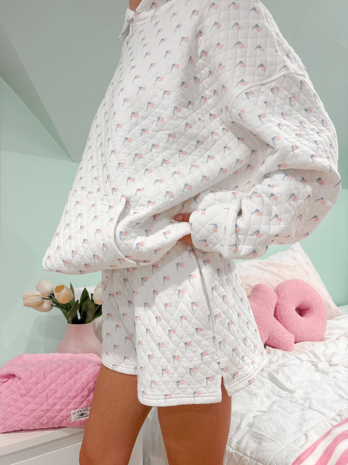 American Flag Quilted Shorts