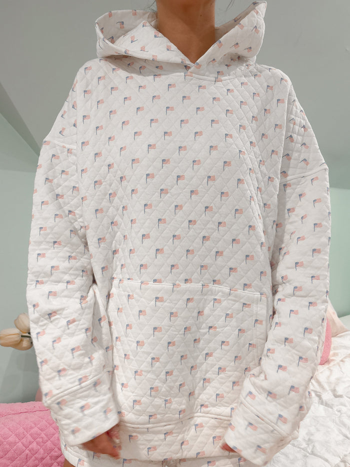 American Flag Quilted Hoodie