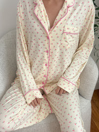 Cherries All Over Long Sleeve Button Up Pajama Top