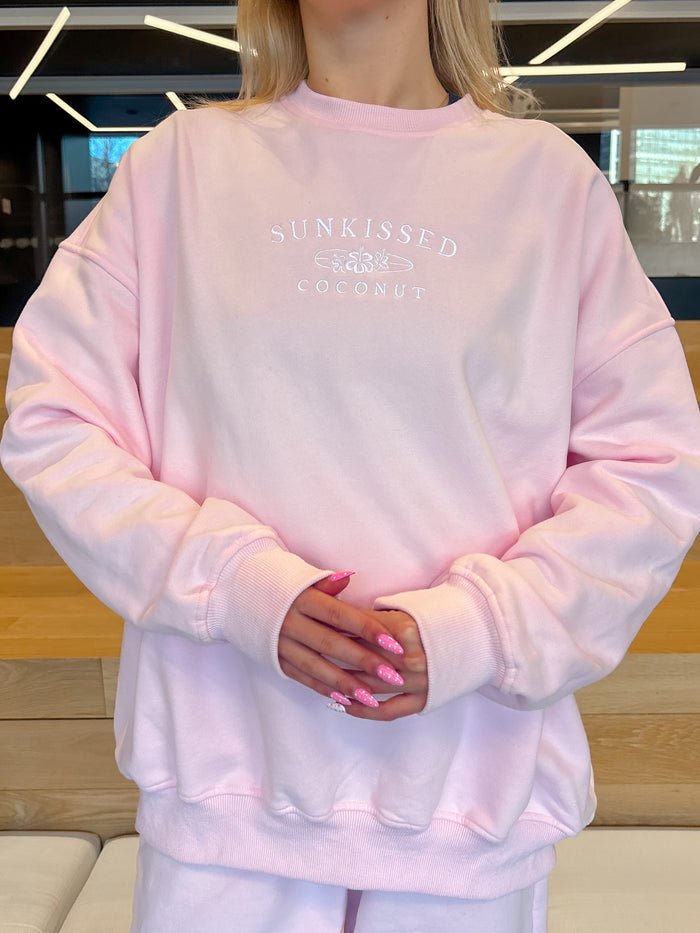 Light Pink Sunkissedcoconut Embroider Sweatshirt