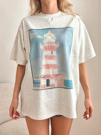 Pearl Grey Coastal Lighthouse Printed Tee