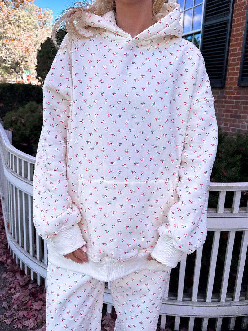 Blank Ivory Cherries All Over Jogger Sweatpants