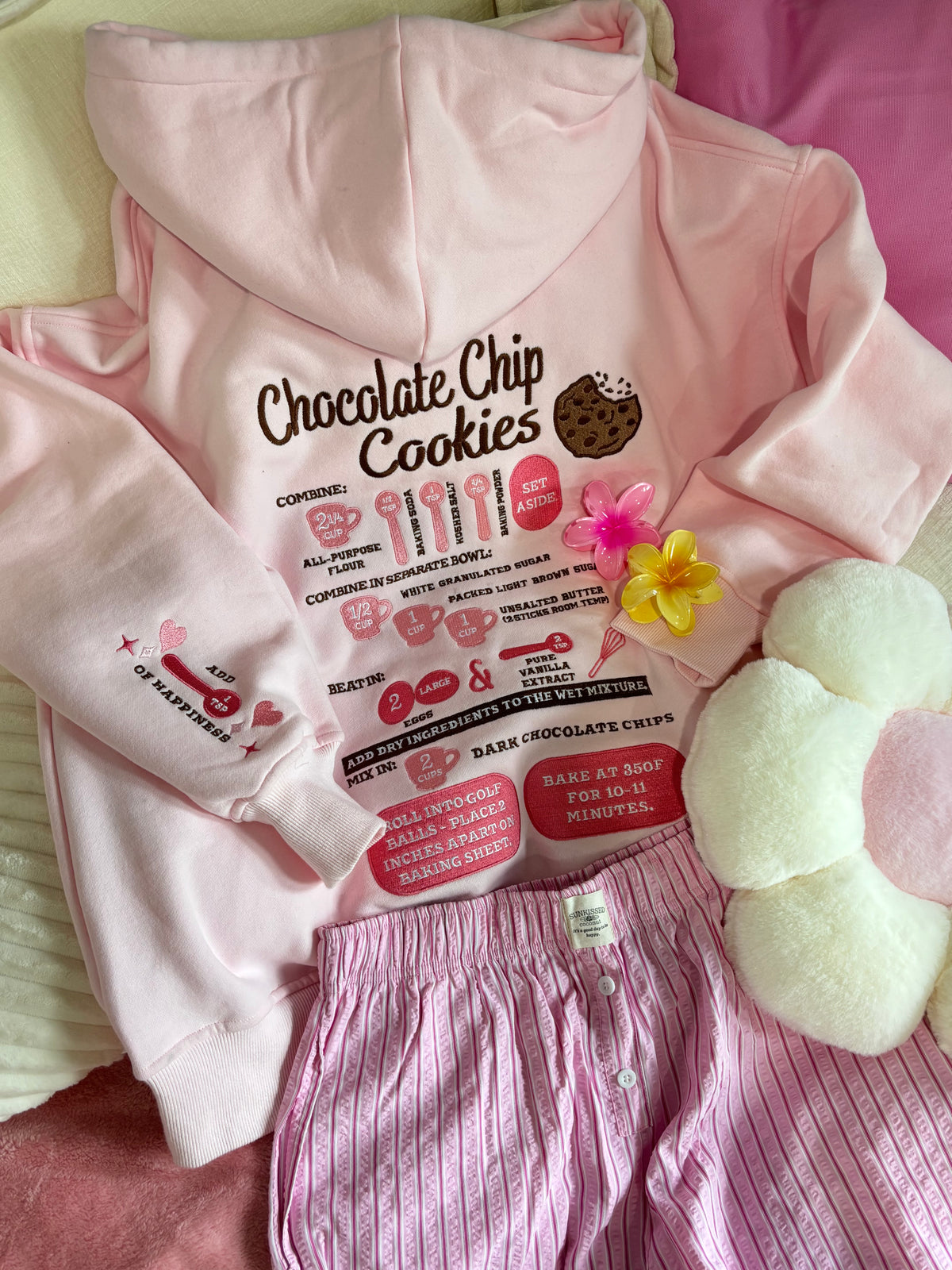 Light Pink Chocolate Chip Cookie Recipe Embroider Hoodie
