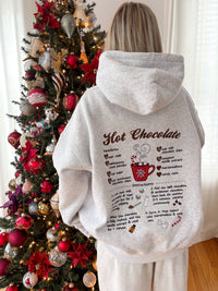 Hot Chocolate Recipe Christmas Embroider Hoodie