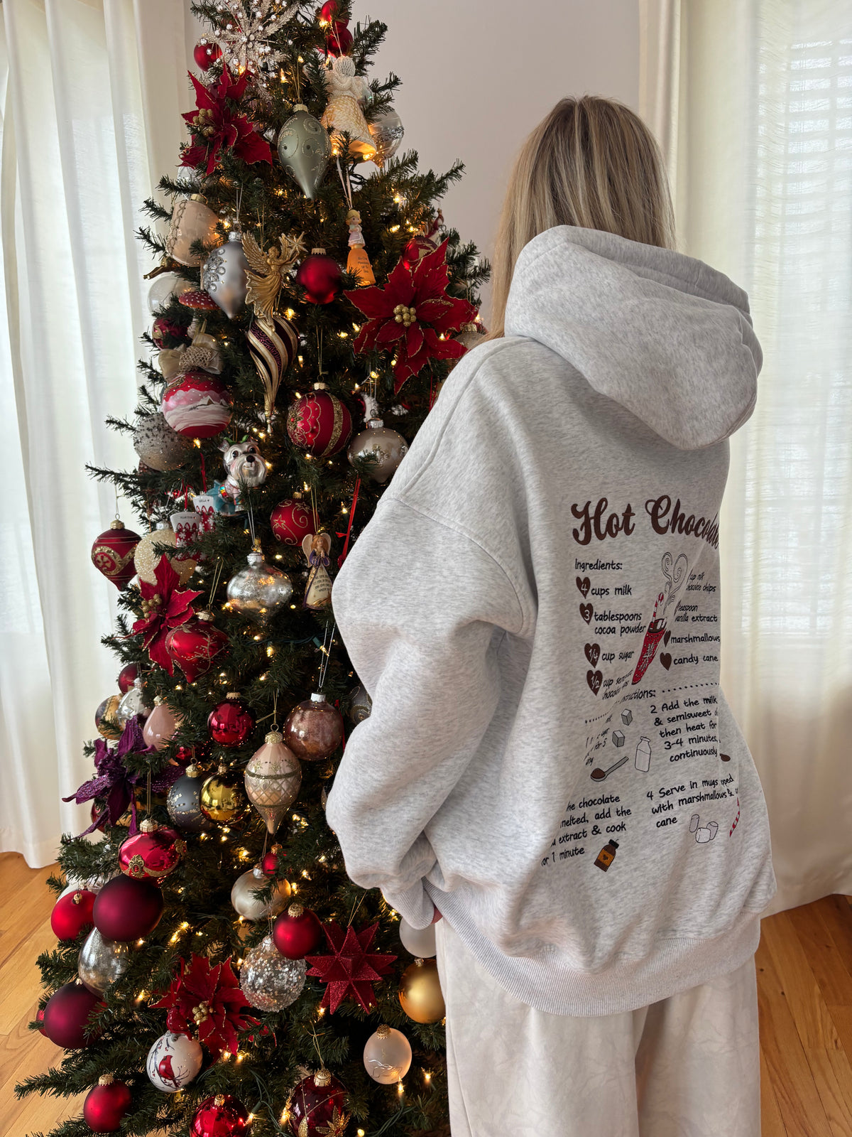 Hot Chocolate Recipe Christmas Embroider Hoodie