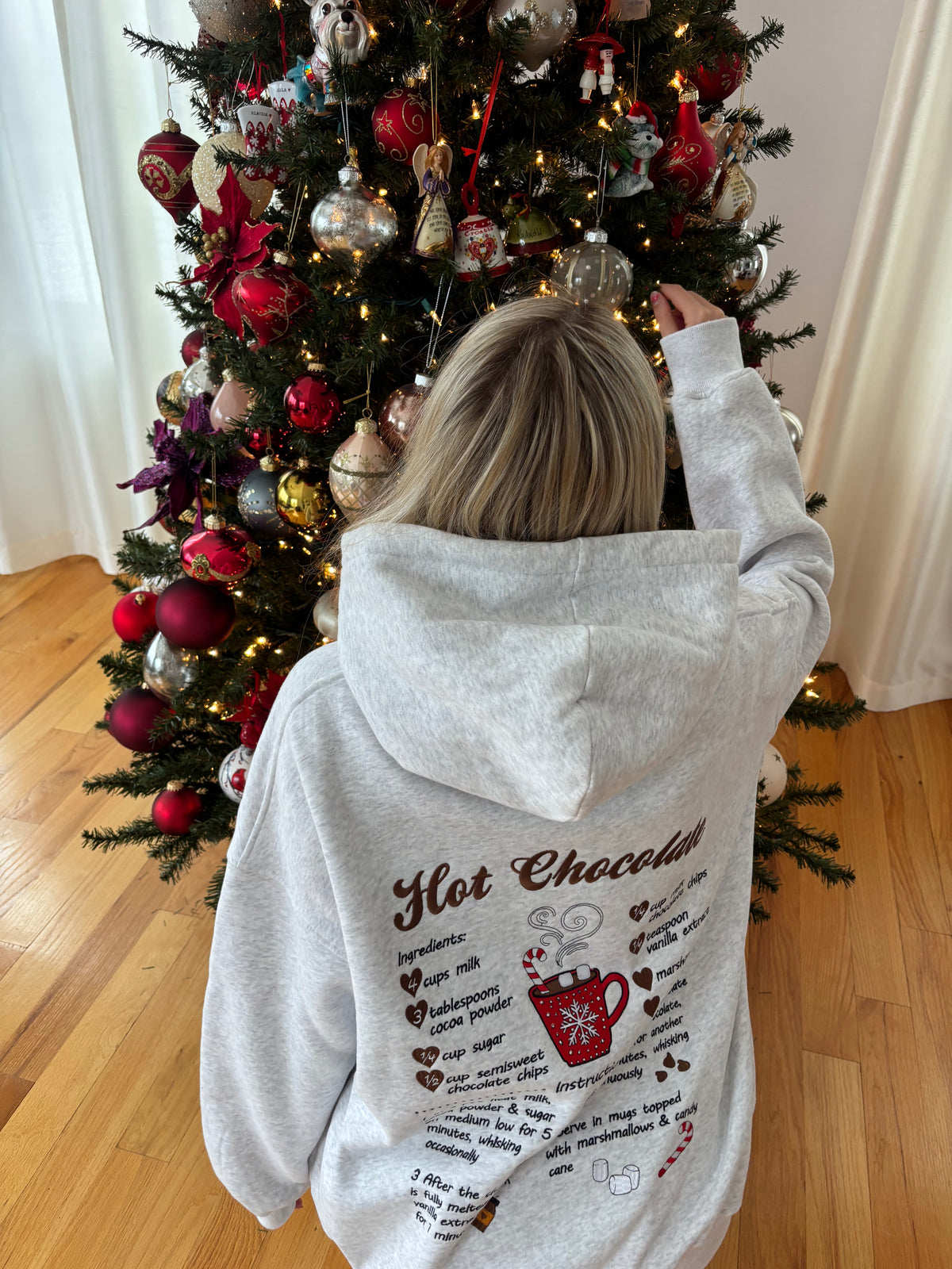 Hot Chocolate Recipe Christmas Embroider Hoodie