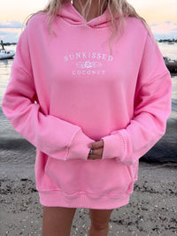 Cotton Candy Stitched Sunkissedcoconut Hoodie 100% Cotton