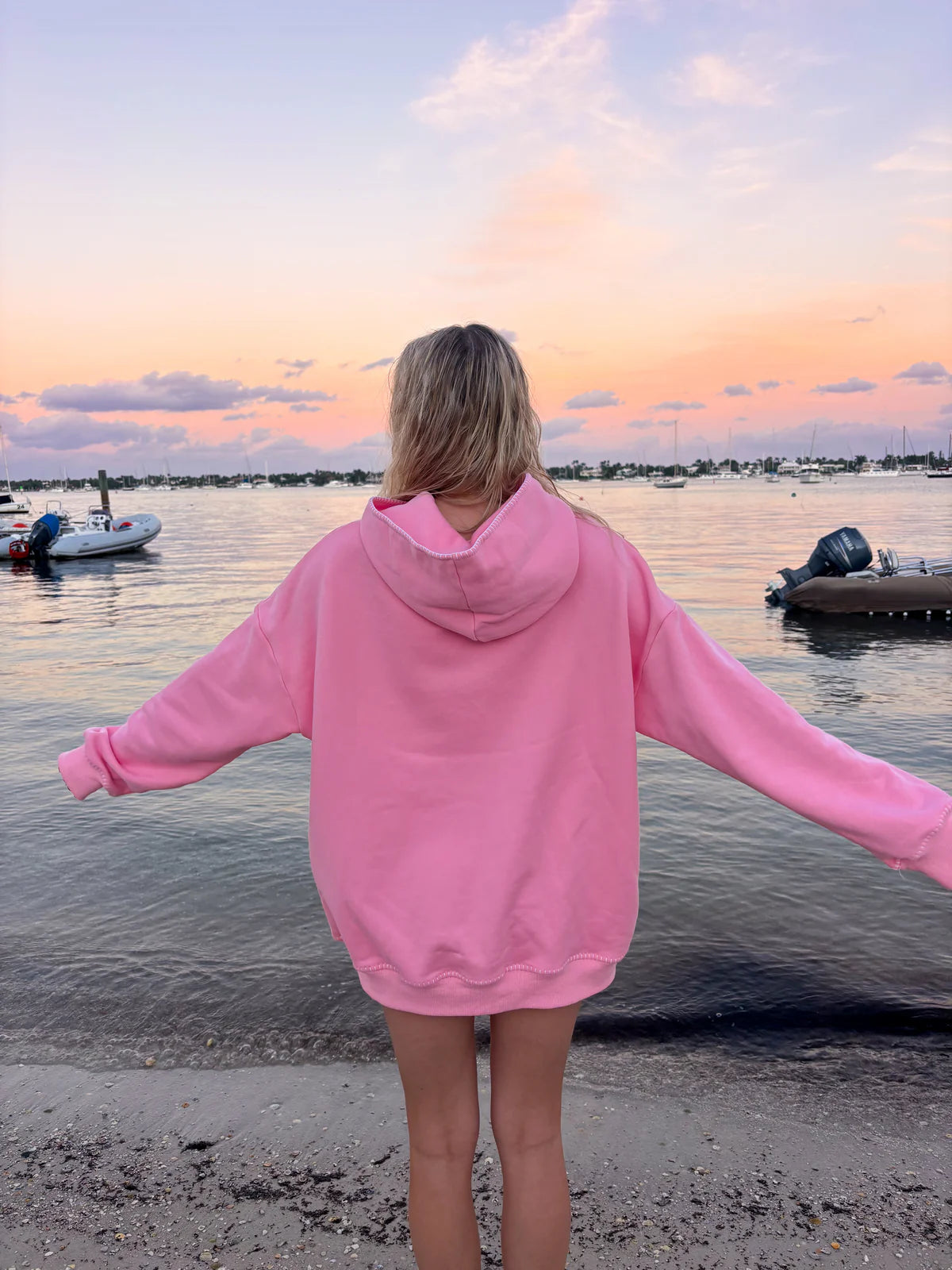 Stitched Sunkissedcoconut Embroidered Oversized Hoodie 100% Cotton