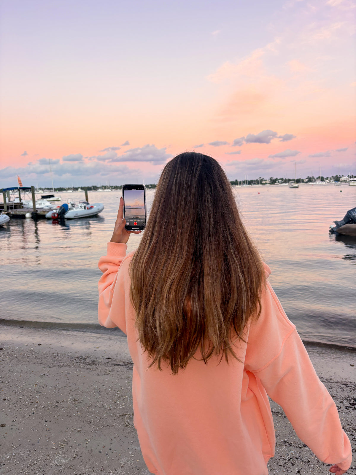 Sherbet Orange Varsity Embroider Hoodie
