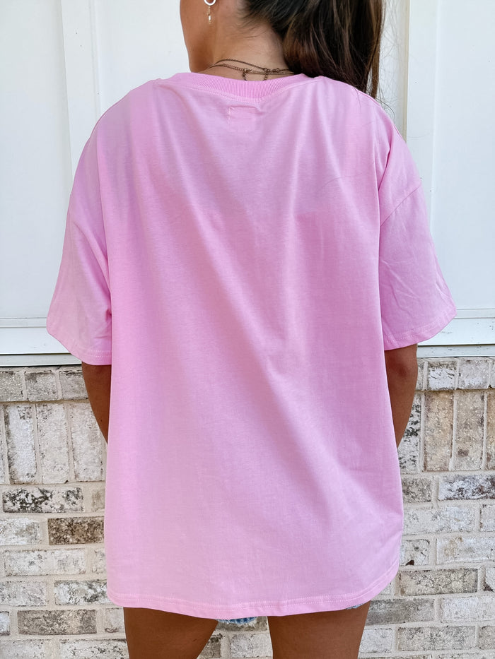 Lush Pink Basic Slightly Cropped Blank Tee