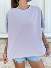 Italian Purple Basic Slightly Cropped Blank Tee