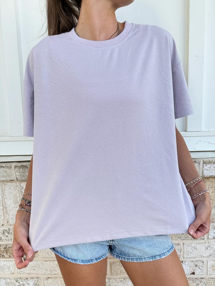 Italian Purple Basic Slightly Cropped Blank Tee