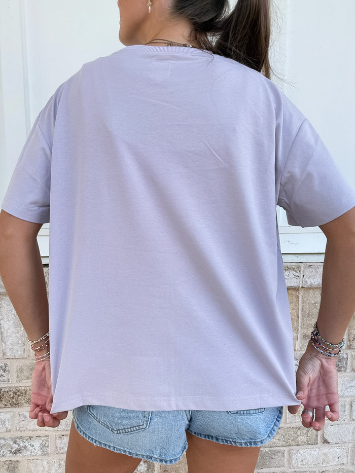 Italian Purple Basic Slightly Cropped Blank Tee