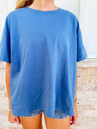 Hamptons Blue Basic Slightly Cropped Blank Tee