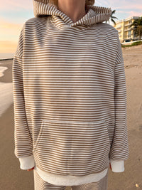 Brown and White Big Striped Hoodie