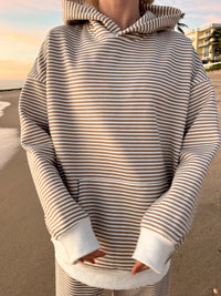 Brown and White Big Striped Hoodie