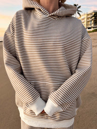 Brown and White Big Striped Hoodie