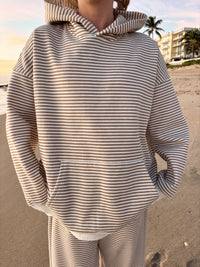 Brown and White Big Striped Hoodie