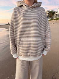 Brown and White Big Striped Hoodie