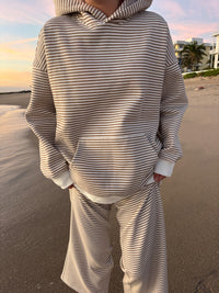 Brown and White Big Striped Hoodie