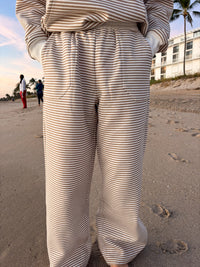 Brown and White Big Striped Sweatpants