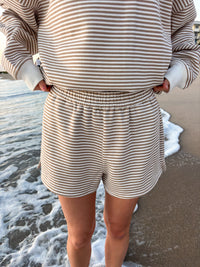 Brown and White Big Striped Shorts