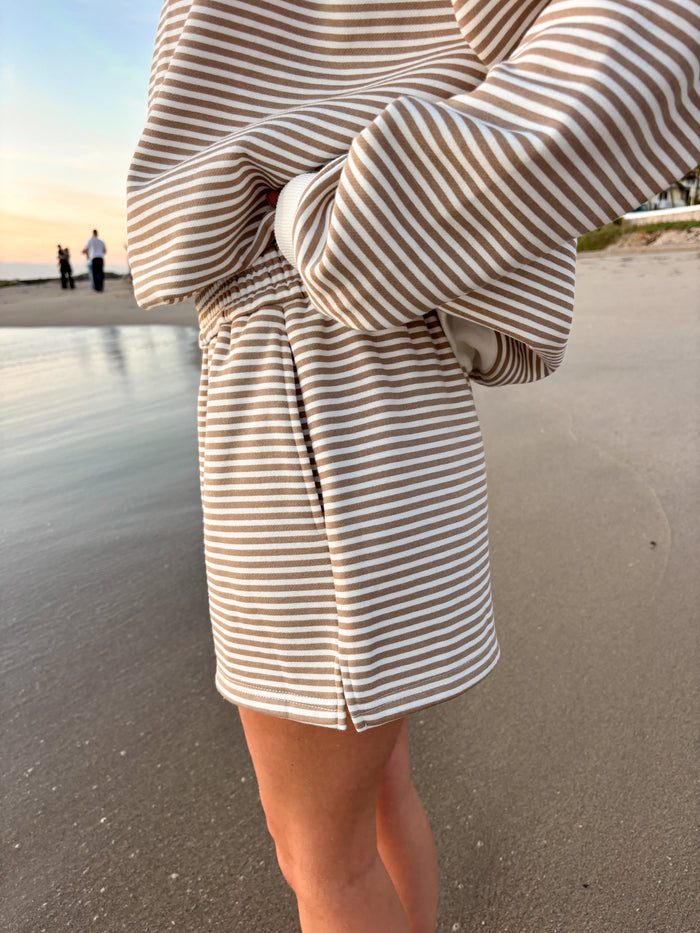 Brown and White Big Striped Shorts