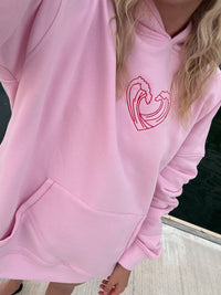 Bubblegum Pink Ocean Heart Stitched Hoodie