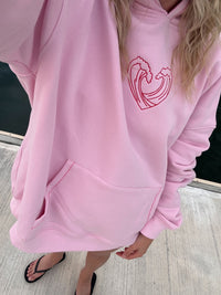 Bubblegum Pink Ocean Heart Stitched Hoodie