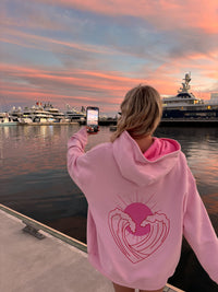 Bubblegum Pink Ocean Heart Stitched Hoodie