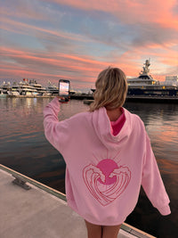 Bubblegum Pink Ocean Heart Stitched Hoodie