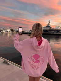 Bubblegum Pink Ocean Heart Stitched Hoodie
