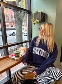 Navy Blue Varsity Embroider Sweatshirt