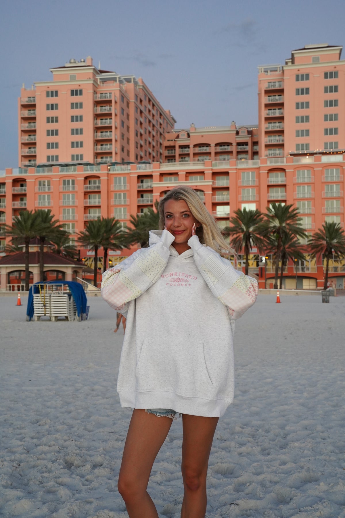 Sunkissedcoconut Quilted Pastel Embroidered Hoodie