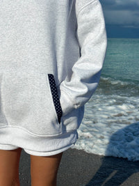Pearl Grey Navy Blue Polka Dot Hoodie