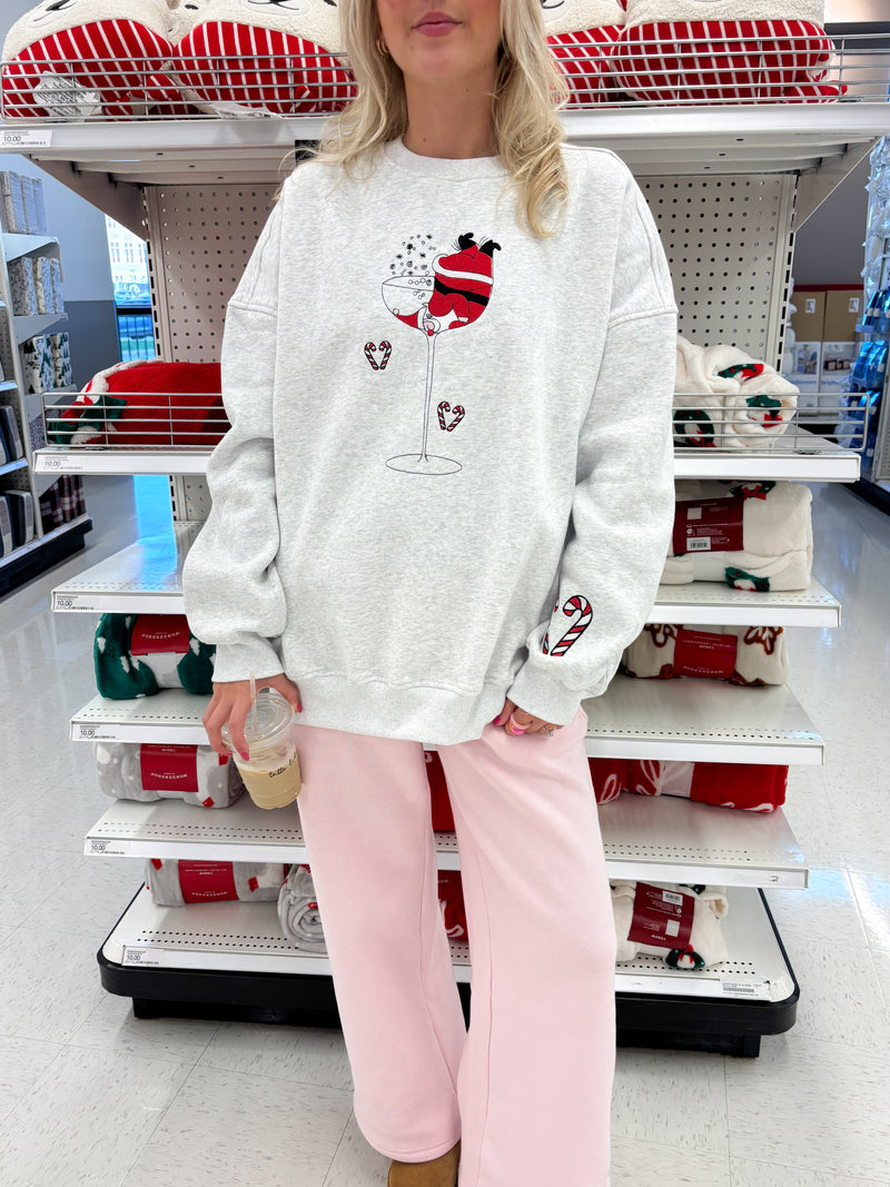 Tipsy Santa Christmas Embroidered Sweatshirt