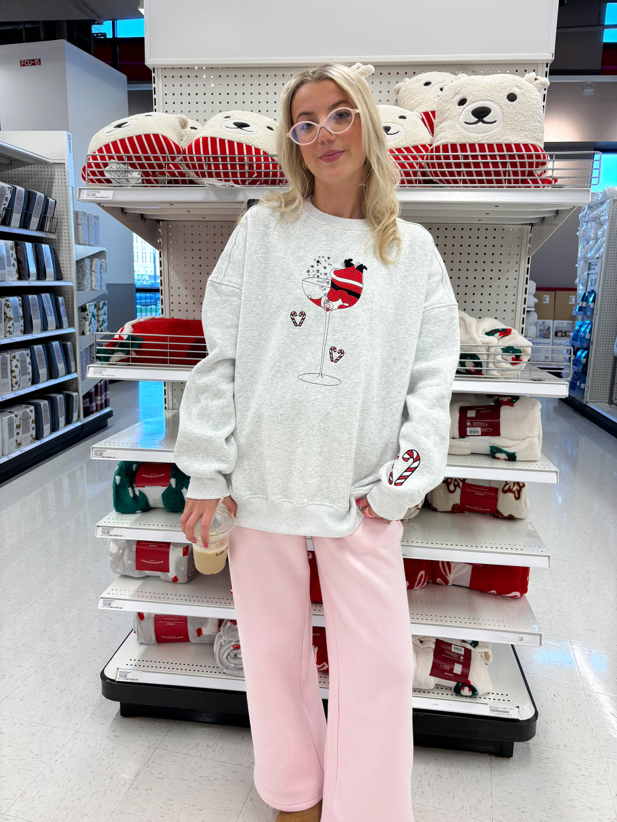 Tipsy Santa Christmas Embroidered Sweatshirt