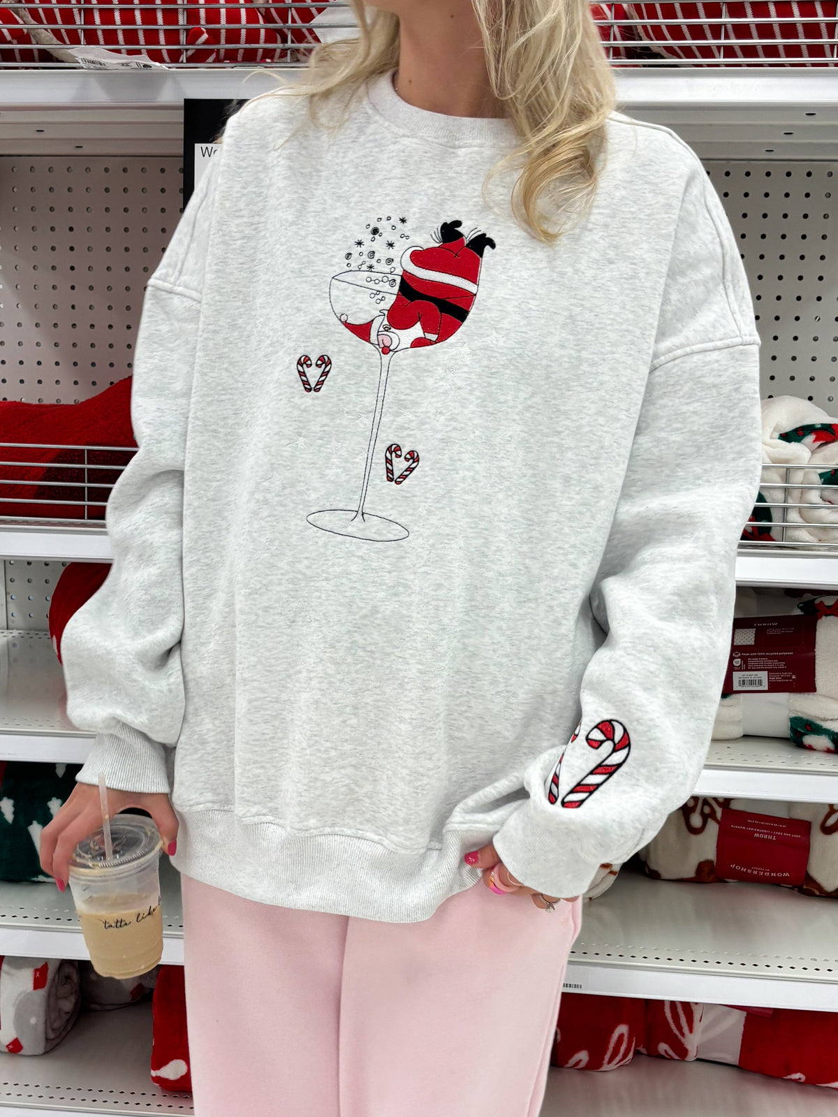 Tipsy Santa Christmas Embroidered Sweatshirt
