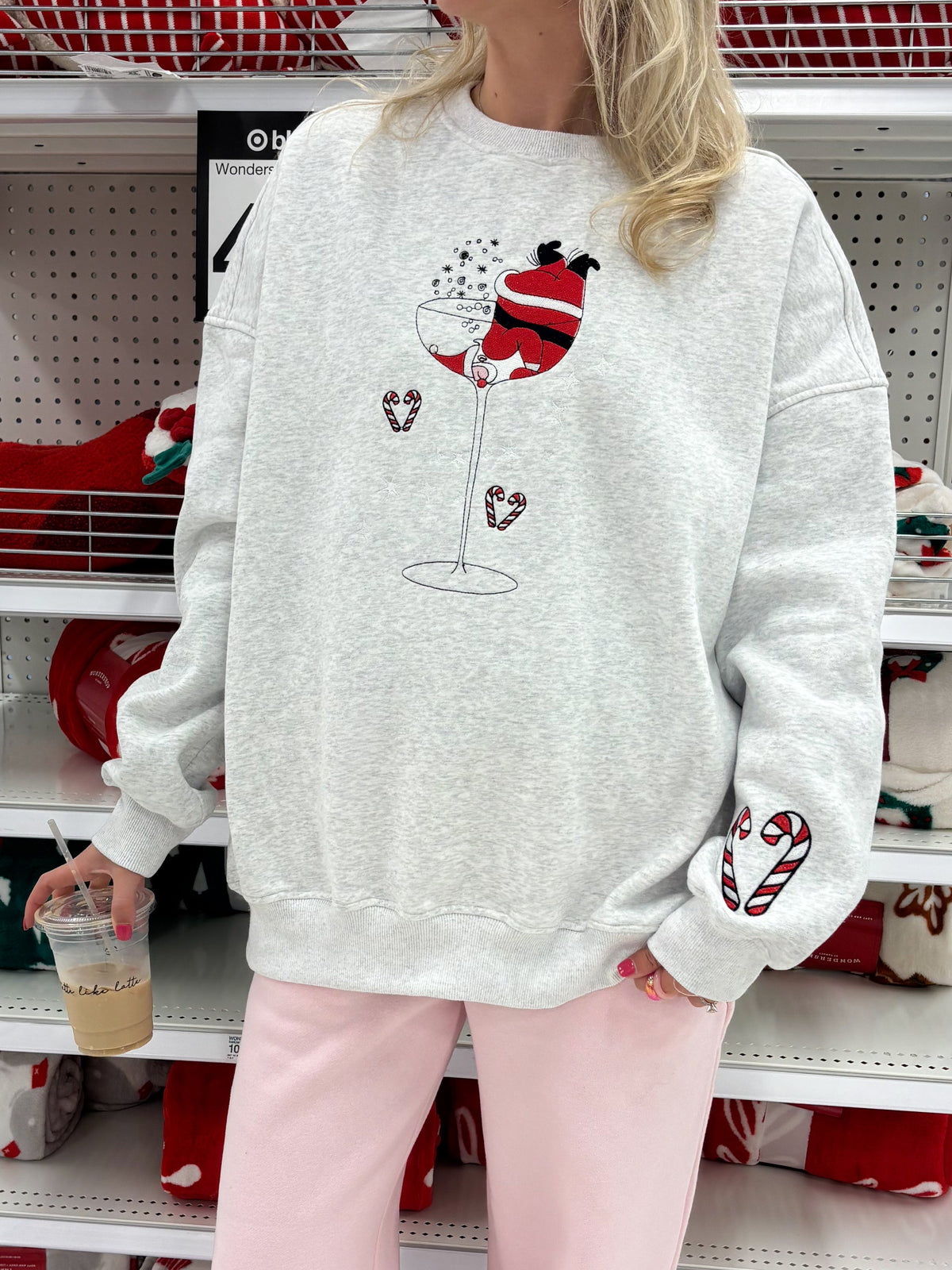 Tipsy Santa Christmas Embroidered Sweatshirt