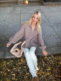 Chunky Chestnut Quarter Zip Sweater