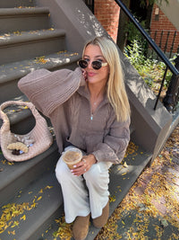 Chunky Chestnut Quarter Zip Sweater