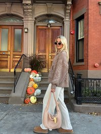 Chunky Chestnut Quarter Zip Sweater