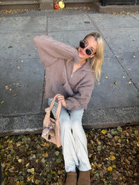 Chunky Chestnut Quarter Zip Sweater