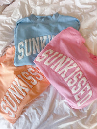 Papaya Orange Varsity Sunkissed Embroidered Mockneck Sweatshirt 100% Cotton