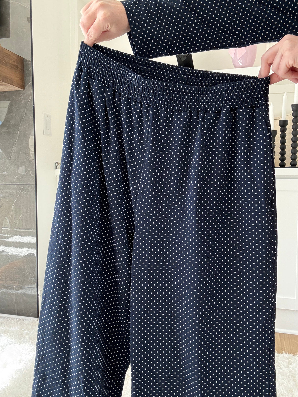 Navy Blue Polka Dot Loungewear Pants