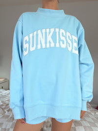 Sunkissed Collegiate Embroider Oversized Mockneck Sweatshirt 100% Cotton