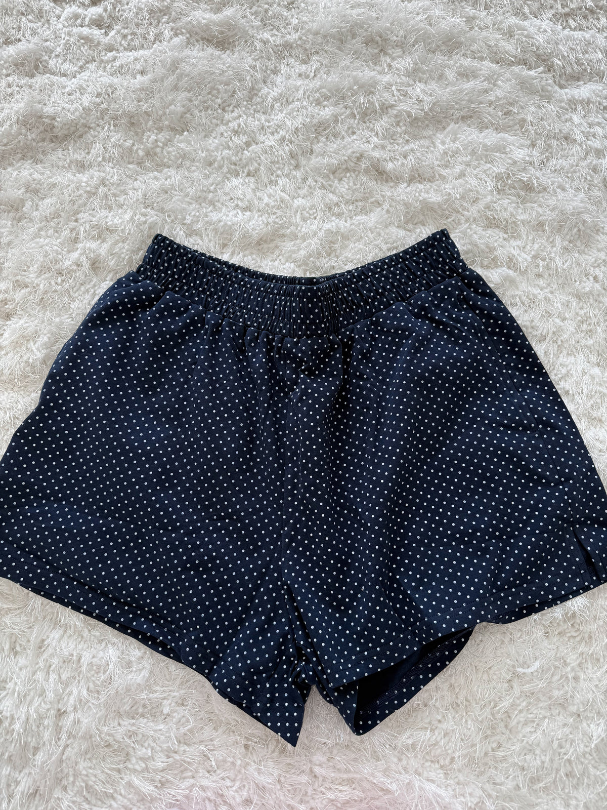 Navy Blue Polka Dot Loungewear Shorts