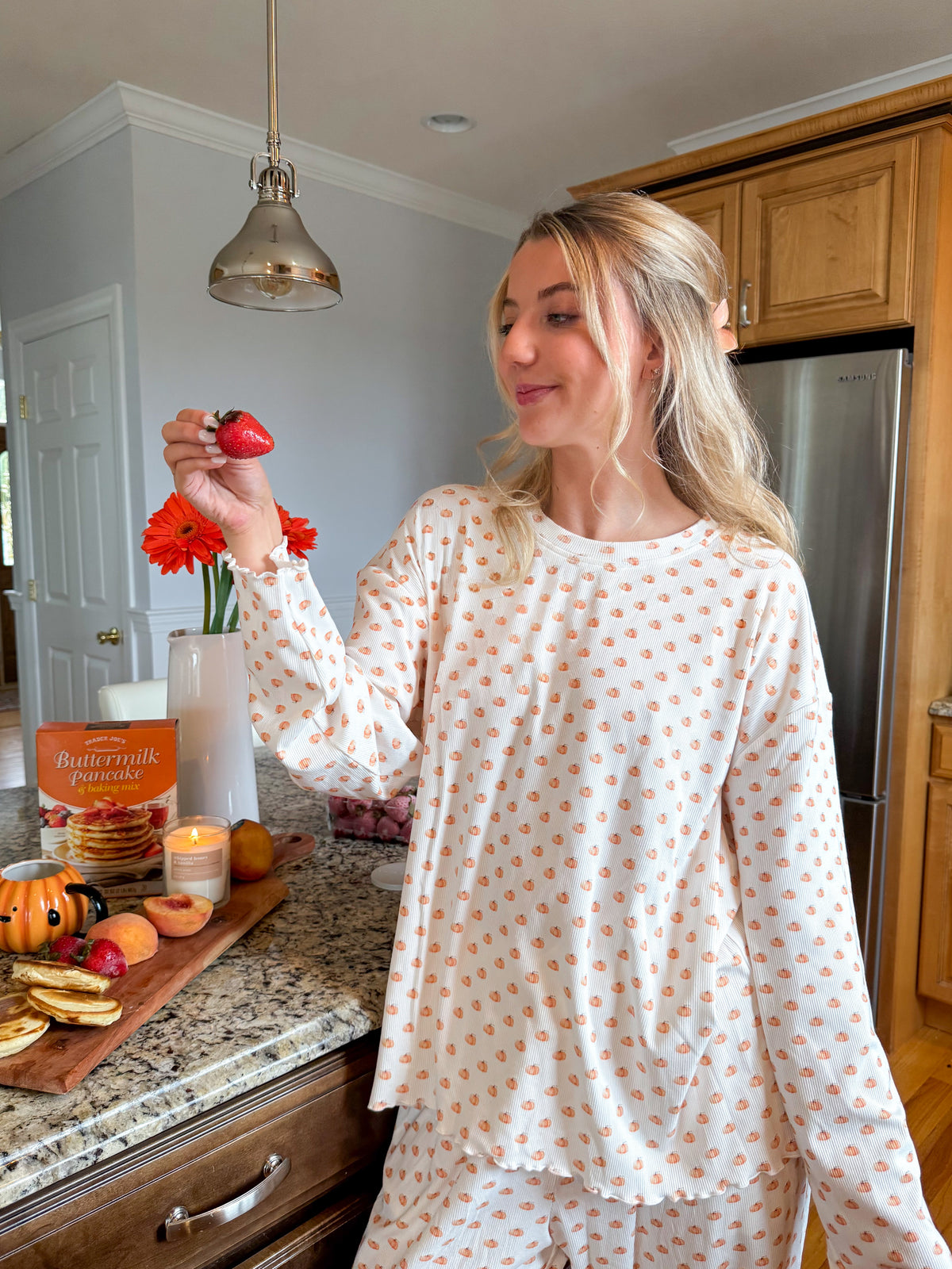 Pumpkin Fall Autumn Long Sleeve Pajama Top