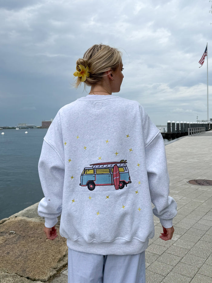 Pearl Grey Embroider Van Star Sweatshirt